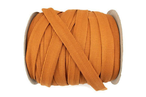Pumpkin Burnt Orange Rib Knit Trim Spaghetti Straps Hollow Tube Tubular Trim 10 yards ATN00984
